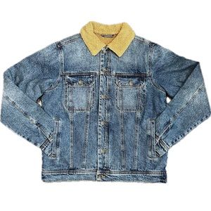 EUC Billabong Denim Sherpa-Lined Trucker Jacket Men’s L